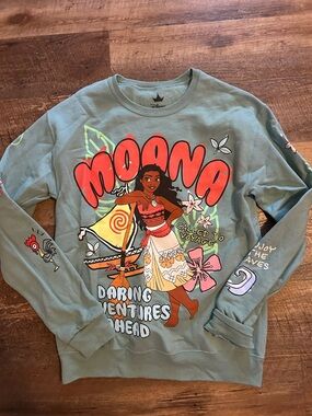 Disney Moana Pullover Sweatshirt Small Teal, Coral, Yellow